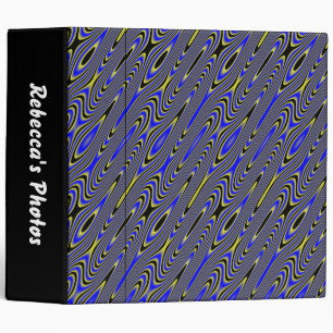 Black blue and Yellow Swirly Pattern Custom Photo Binder