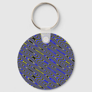 Black blue and Yellow Swirly Pattern Keychain
