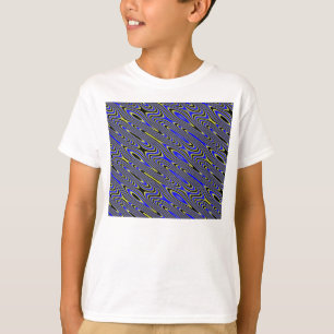 Black blue and Yellow Swirly Pattern Kids T Shirt