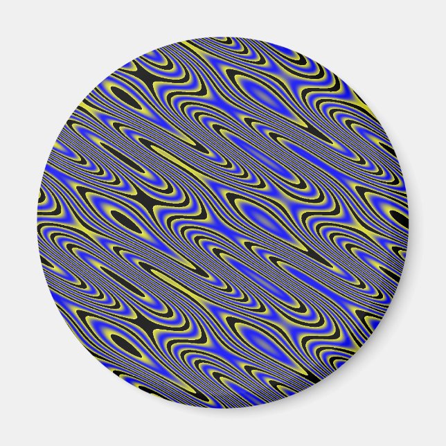 Black blue and Yellow Swirly Pattern Magnet (Front)