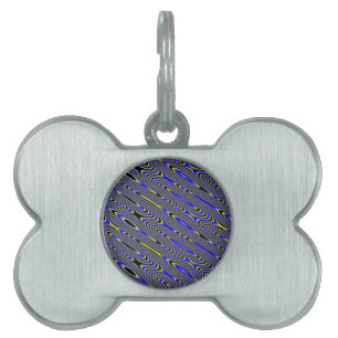 Black Blue and Yellow Swirly Pattern Pet Tag