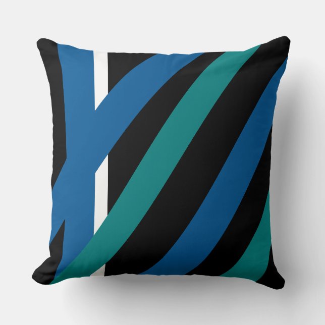 Black/Blue/Aqua Colour block Reversible Pillow (Front)