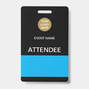 Black Blue Attendee Event ID Badge