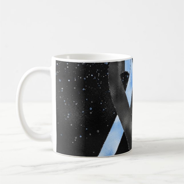 Black Blue Awareness Ribbon Mug Design (Left)
