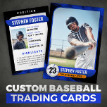 Black & Blue Baseball Trading Card Baseball Player<br><div class="desc">Show off your love for the game with this sleek and modern baseball trading card! This fully customizable card is perfect for celebrating your favourite players or creating unique keepsakes for your team. The bold geometric design and personalized details will make this trading card a standout. Add your player's photo,...</div>