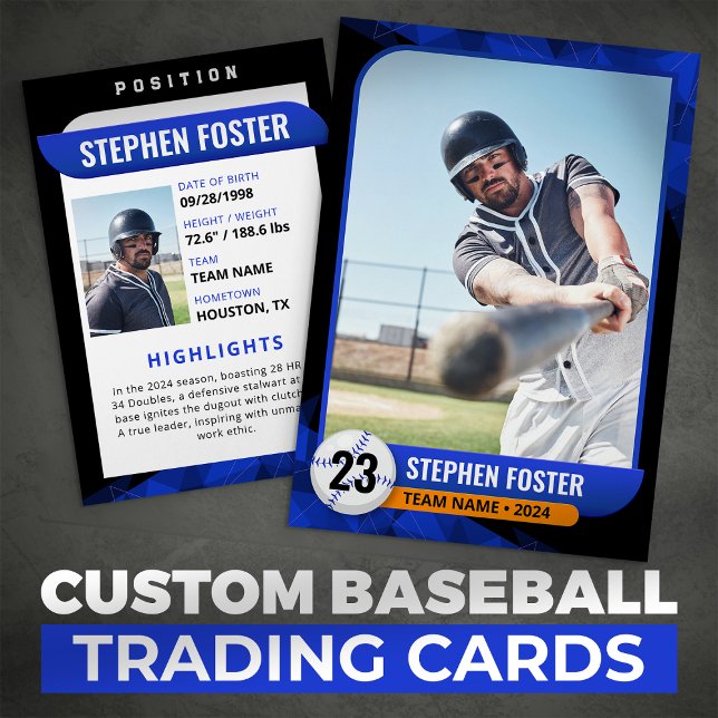 Black & Blue Baseball Trading Card Baseball Player (Creator Uploaded)