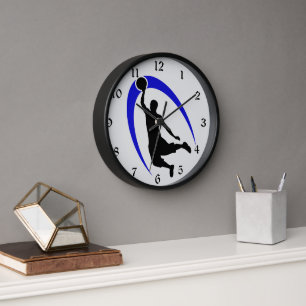Black Blue Basketball Player Logo Clock