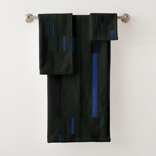 Black & Blue Bath Towel Set (Insitu)