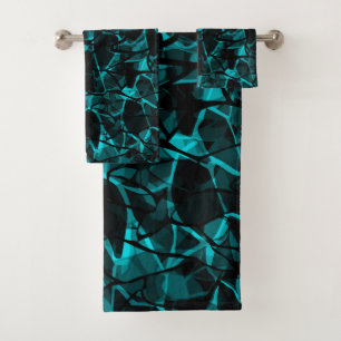 Black blue bath towel set