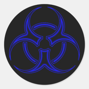 Black & Blue Biohazard Symbol Sticker
