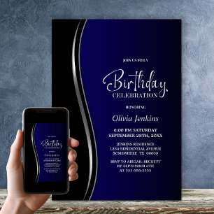 Black Blue Birthday Party Invitation