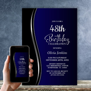Black Blue Birthday Party Invitation