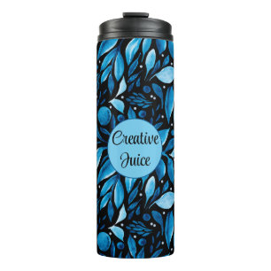 Black & Blue Botanical Personalize Thermal Tumbler