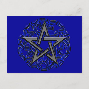 Black & Blue Celtic Pentagram Postcard