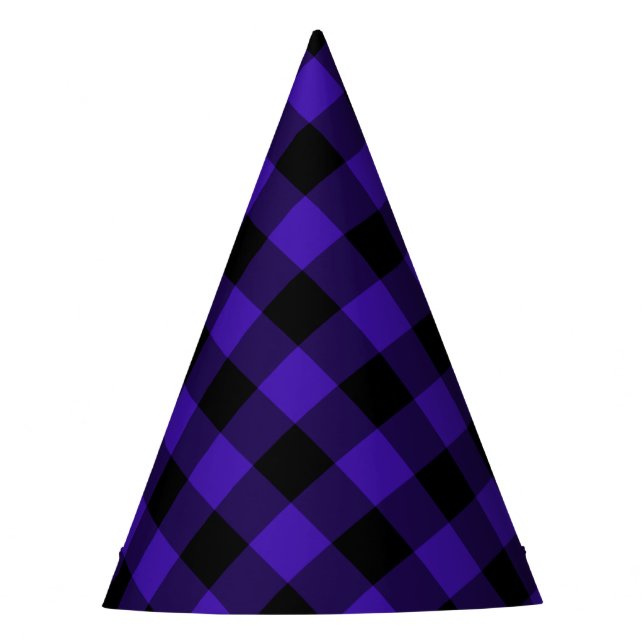 Black Blue Check Party Hat (Front)