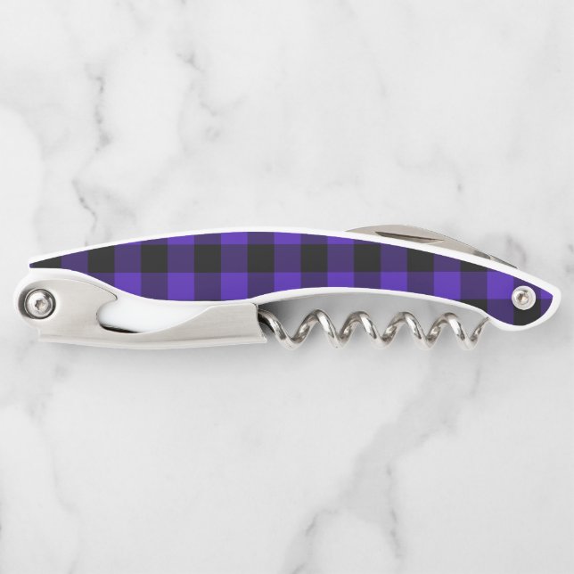 Black Blue Checked Corkscrew (Front)