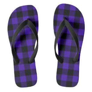Black Blue Checked Flip Flops