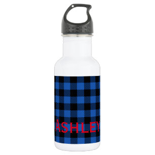 Black Blue Chequered Buffalo Pattern Personalize 532 Ml Water Bottle