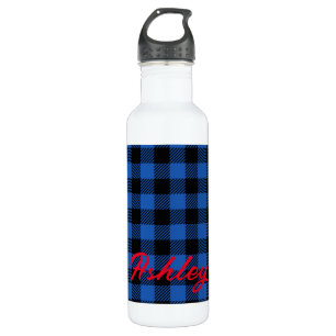 Black Blue Chequered Buffalo Pattern   Personalize 710 Ml Water Bottle