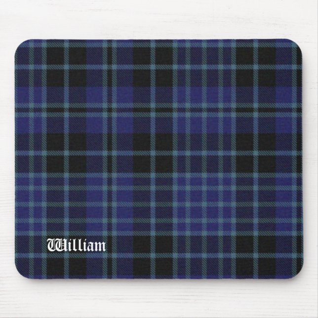 Black & Blue Clark Tartan Plaid Mouse Pad (Front)