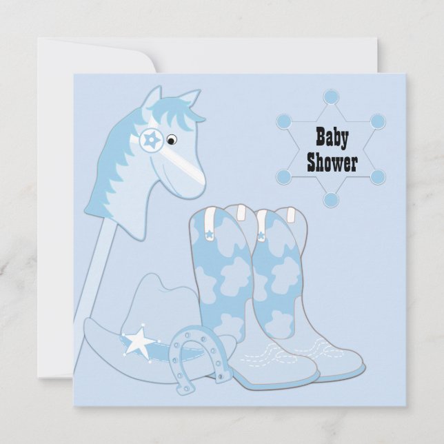 Black Blue Cowboy Baby Shower Invitation (Front)