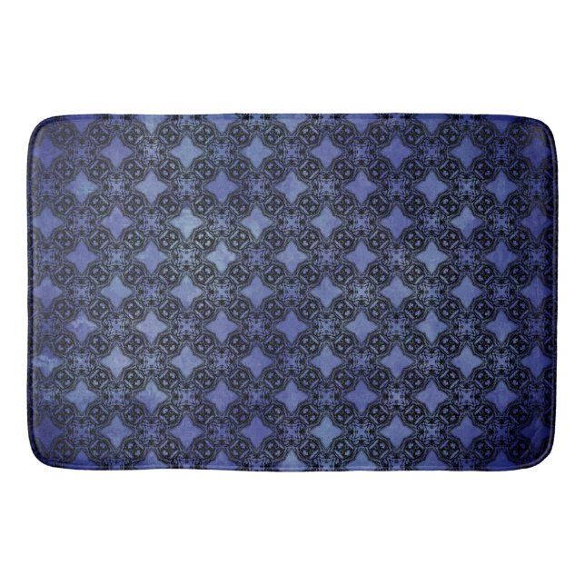 Black & Blue Diamond Chains Pattern Bath Mat (Front)