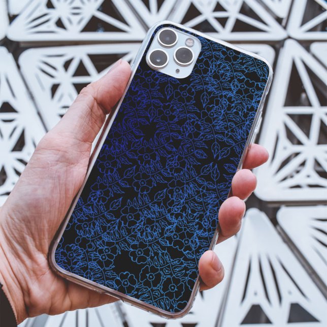 Black & Blue Flower pattern unique aesthetic Case-Mate iPhone Case (Creator Uploaded)