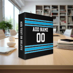 Black Blue Football Jersey Custom Name Number Binder