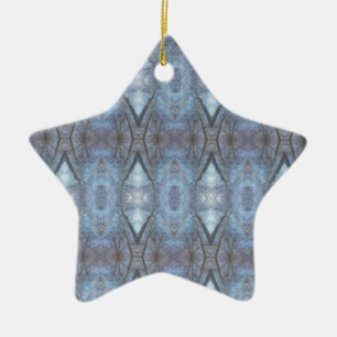 Black Blue Geometric Cross Diamonds Pattern Ceramic Ornament