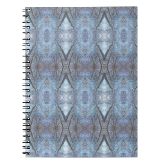 Black Blue Geometric Cross Diamonds Pattern Notebook (Front)