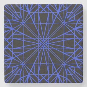 Black & Blue Geometric Symmetry Stone Coaster