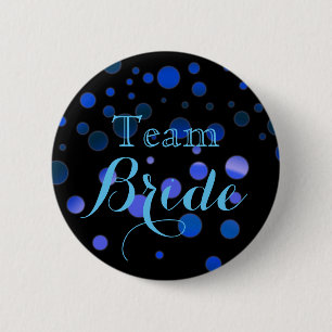 Black Blue Glitter Wedding Team Bride 2 Inch Round Button