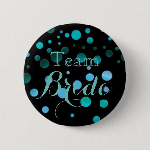 Black Blue Glitter Wedding Team Bride 2 Inch Round Button