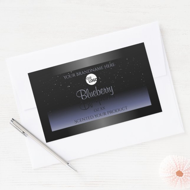 Black Blue Gradient Product Labels Glitter Logo (Envelope)