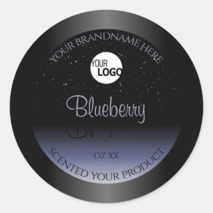 Black Blue Gradient Product Labels Glitter Logo