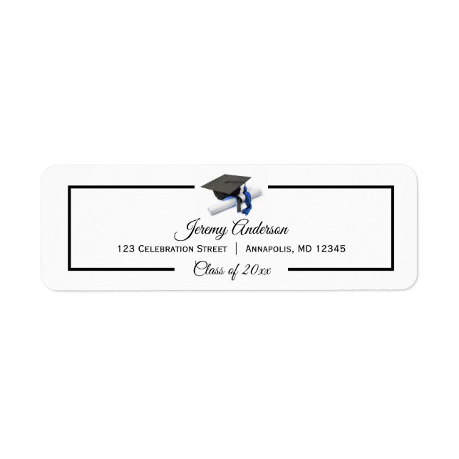 Black Blue Graduation Class Casquette et Tassel Ad (Devant)