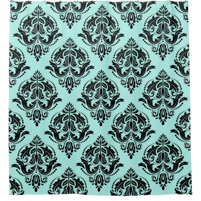 Black & Blue-green Floral Damasks Pattern (Front)