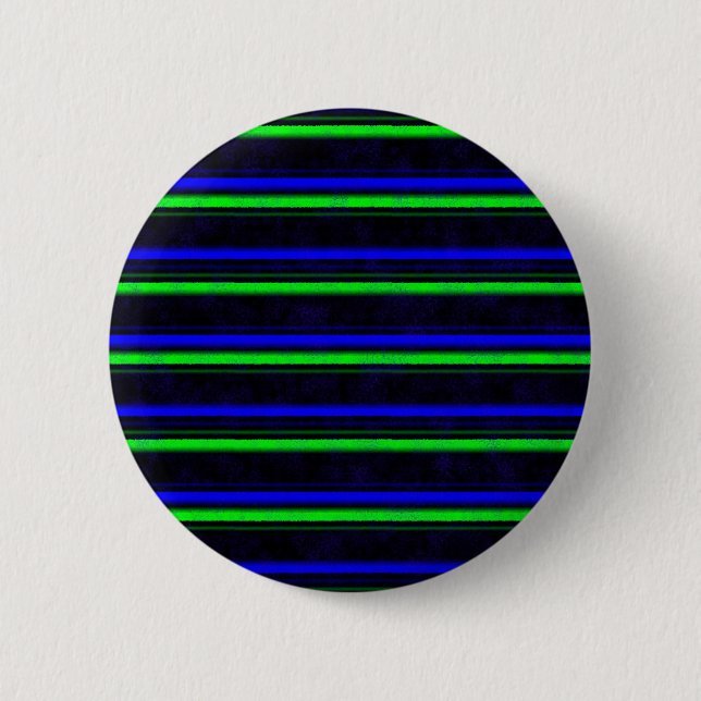 Black Blue Green Stripes 2 Inch Round Button (Front)