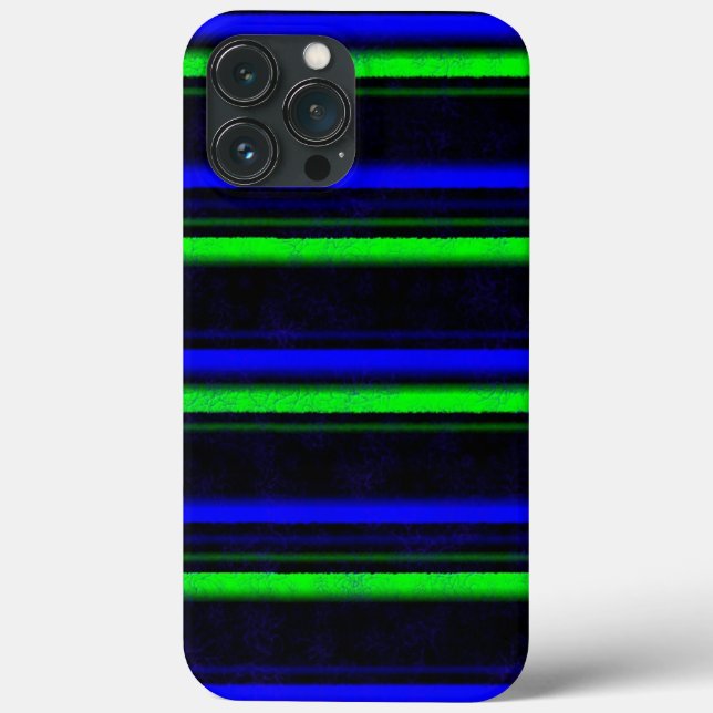 Black Blue Green Stripes Case-Mate iPhone Case (Back)