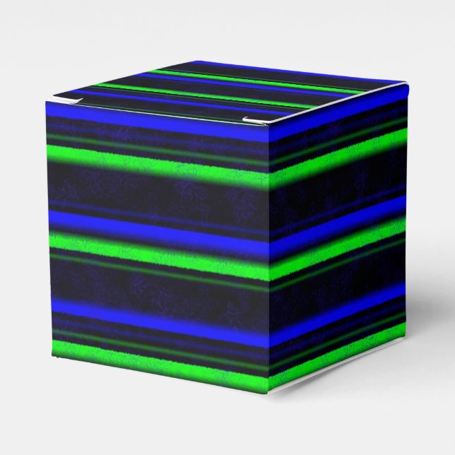 Black Blue Green Stripes Favor Box (Front Side)