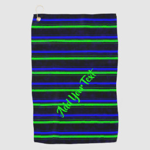 Black Blue Green Stripes Golf Towel