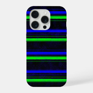 Black Blue Green Stripes iPhone 15 Pro Case