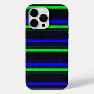 Black Blue Green Stripes iPhone 14 Pro Max Case