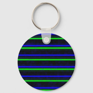 Black Blue Green Stripes Keychain