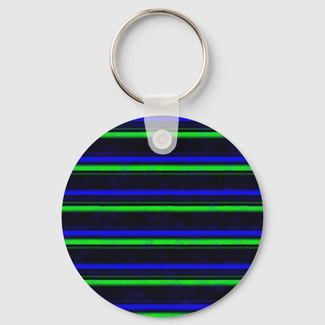 Black Blue Green Stripes Keychain (Front)