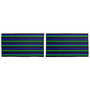 Black Blue Green Stripes Pillowcase
