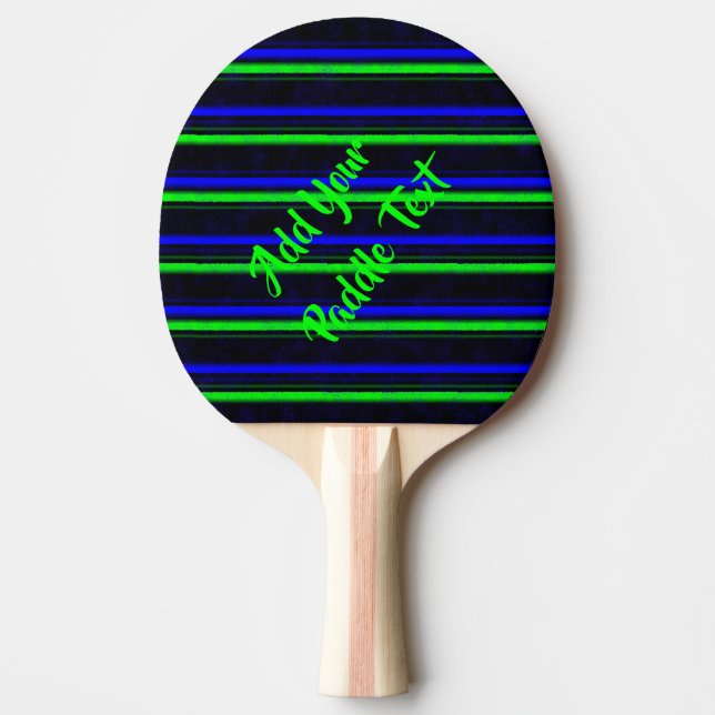 Black Blue Green Stripes Ping Pong Paddle (Front)