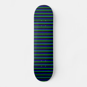 Black Blue Green Stripes Skateboard