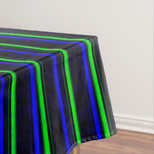 Black Blue Green Stripes Tablecloth
