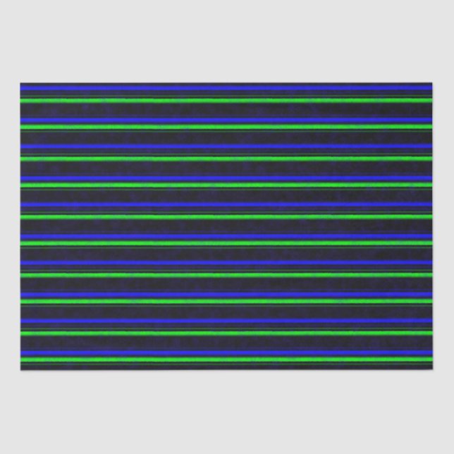 Black Blue Green Stripes Tissue Paper (Front)